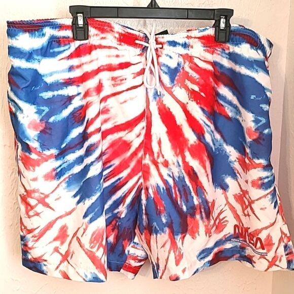 NASA Men's Swim Trunks, Red, White & Blue Phychedelic, Size XXL, NWOT - Picture 1 of 8